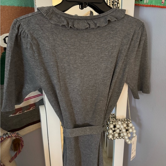 Takara Gray Ruffle Wrap top - Picture 7 of 8